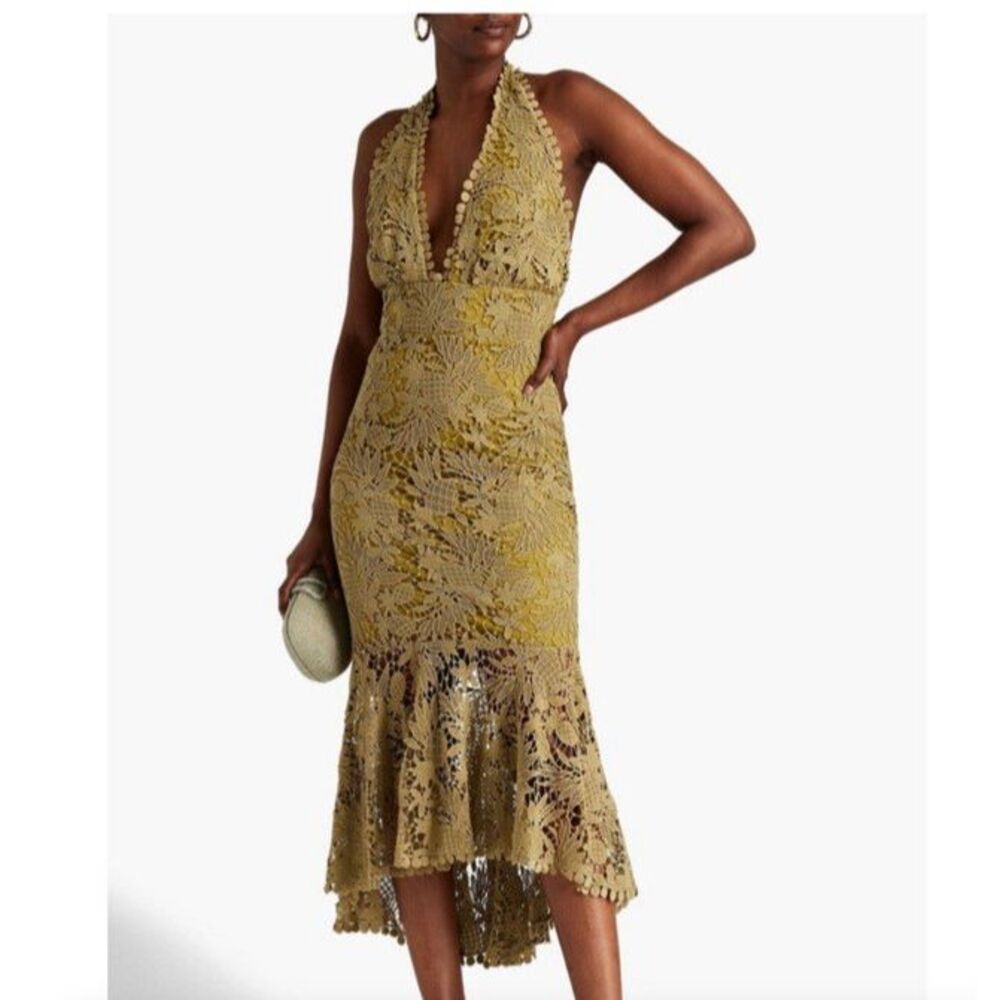 Maria Lucia Hohan Size 8 Midori Lace Midi Dress Light Green NWT